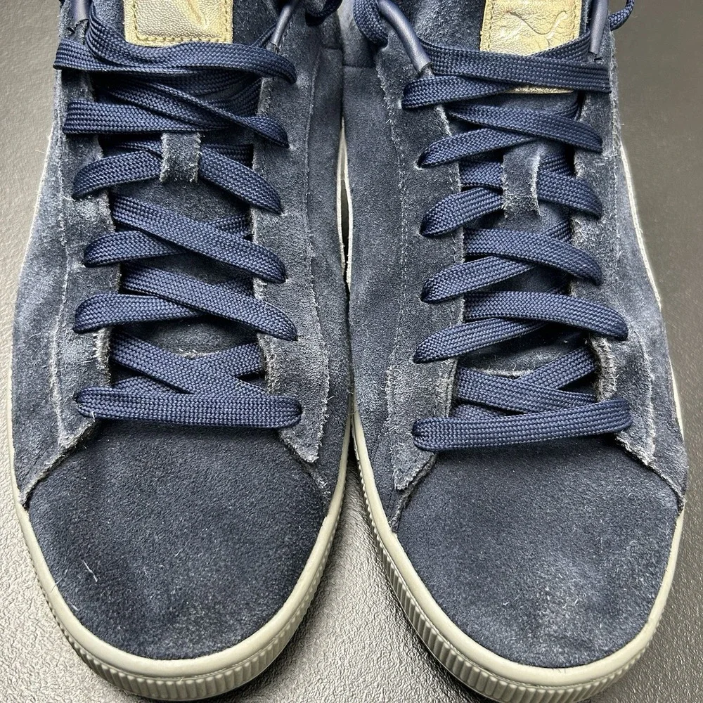 PUMA Suede Men's Size 14 Classic Pastime Navy Blue & White Suede Low Top Lace Up
